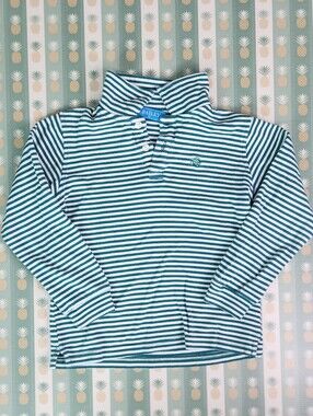 J. Bailey Green & White Striped Long Sleeve Polo